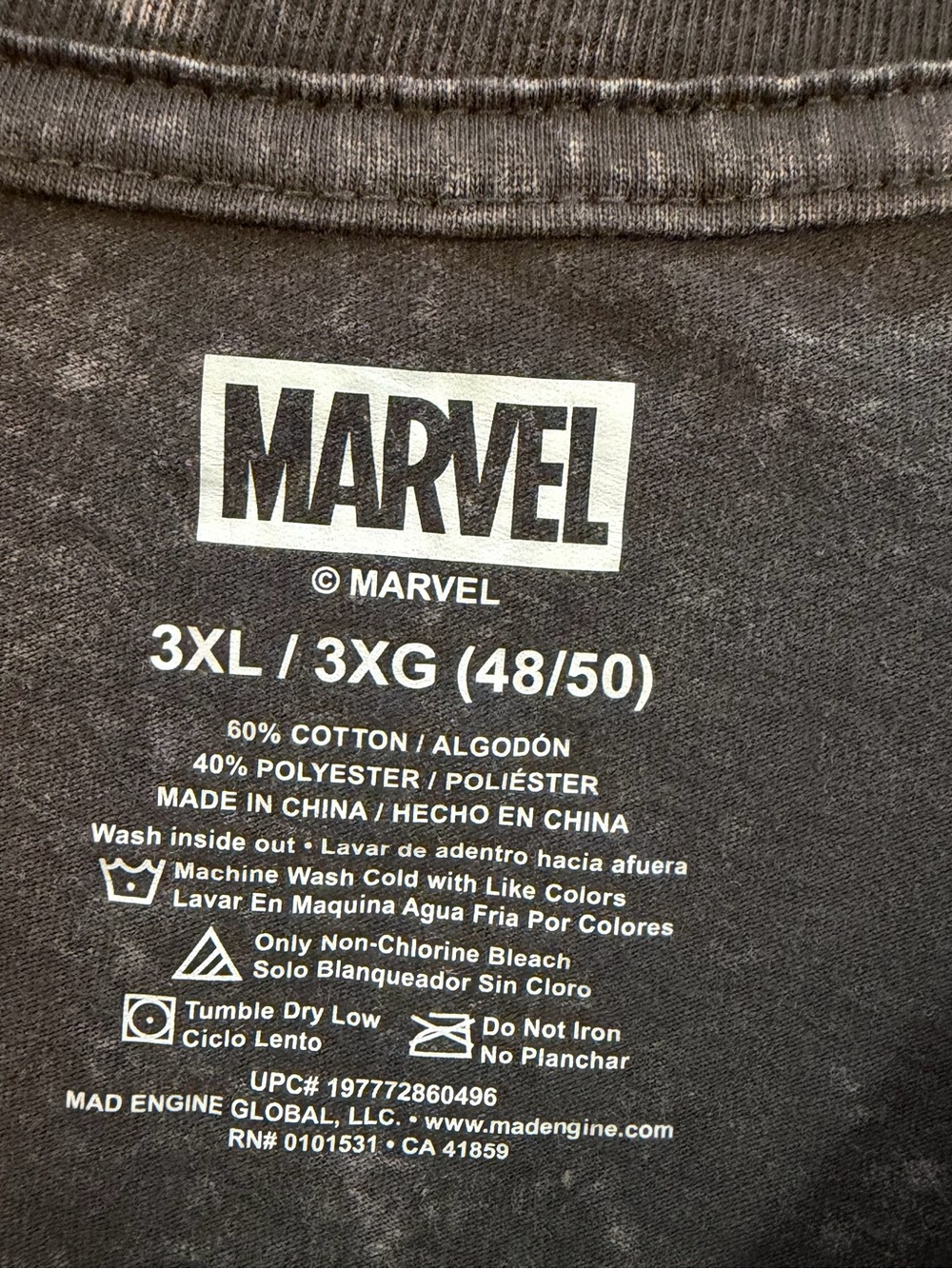 3XL Marvel Men’s Black Graphic Spider Mask T-Shirt - Red & White Print - Picture 3 of 3